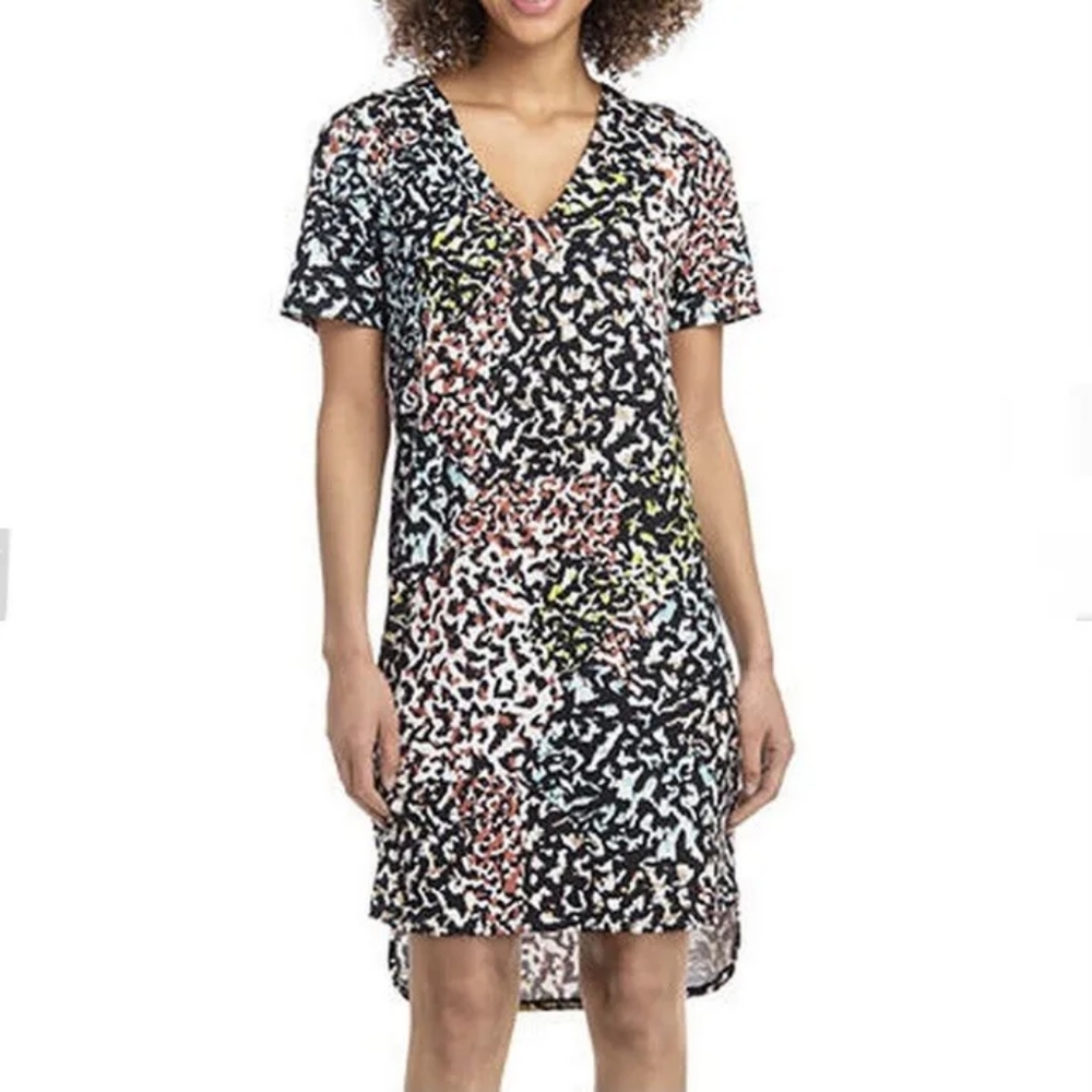 Christian Siriano Short Sleeve Multicolor Animal Print Dress Size M